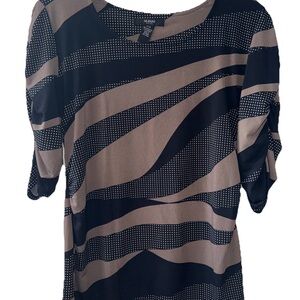 Alfani Black and Brown Striped Blouse